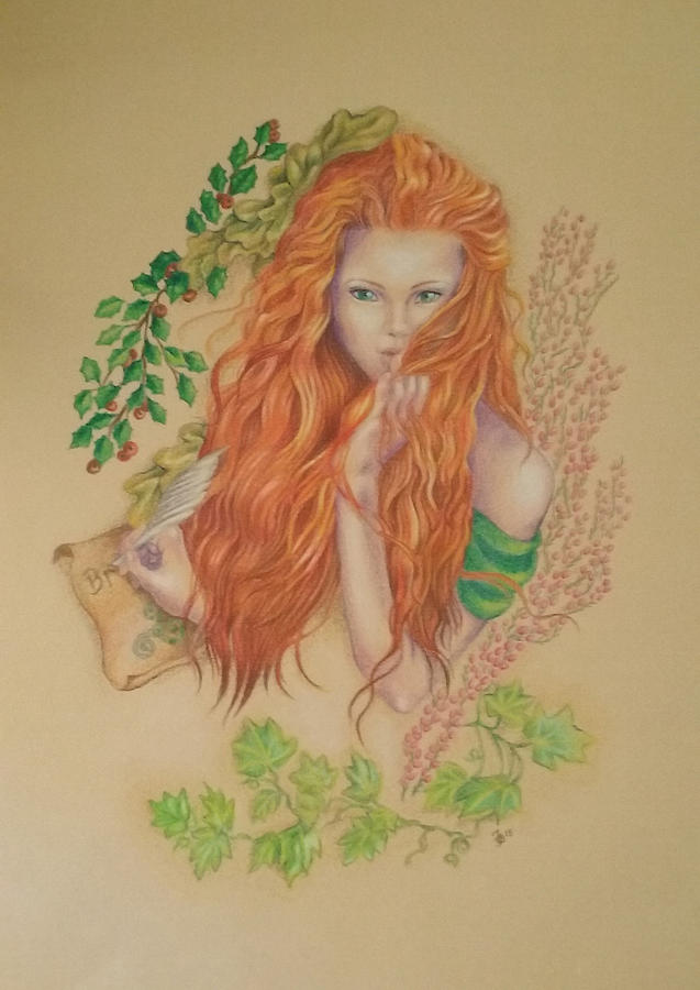 637x900 Brigit Celtic Goddess Red Hair Girl Drawing - Girl With Red Hair Drawing