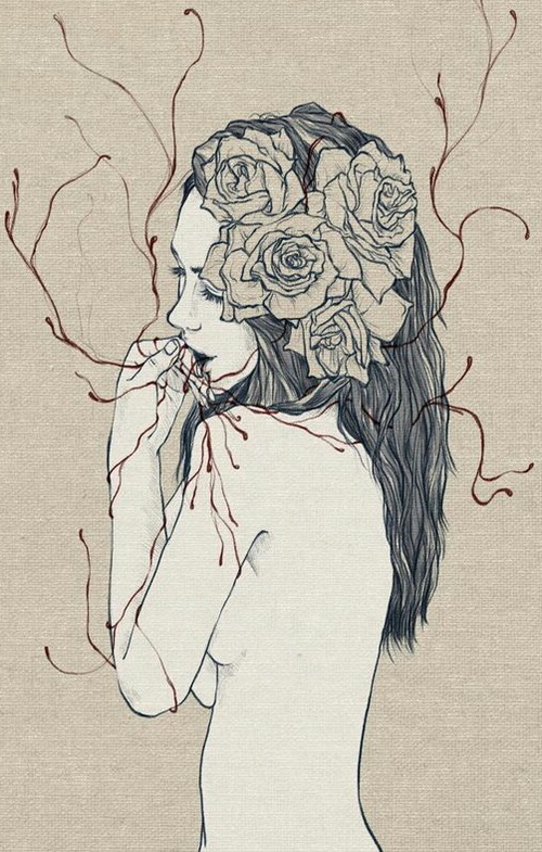 500x785 Image About Girl In I - Girl With Rose Drawing