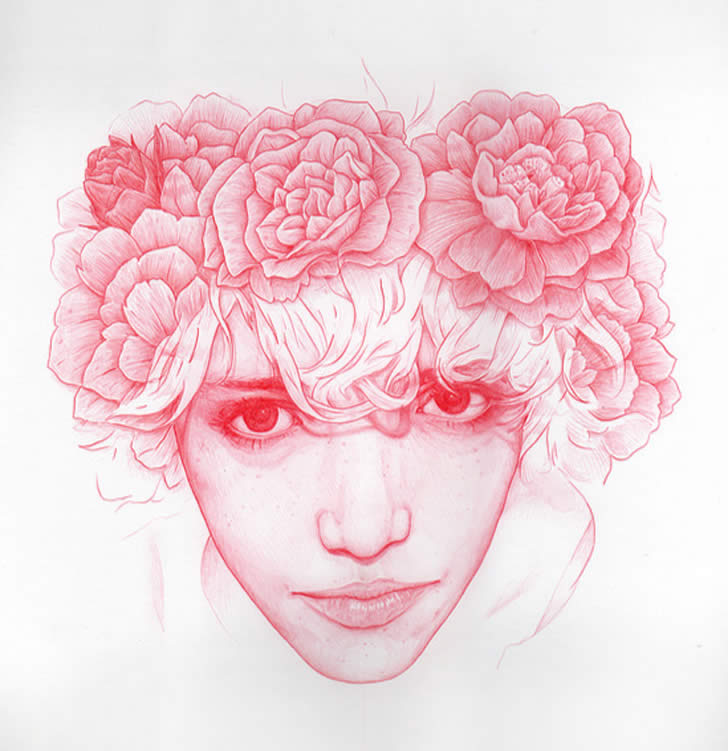 728x751 Roses Are Red - Girl With Rose Drawing