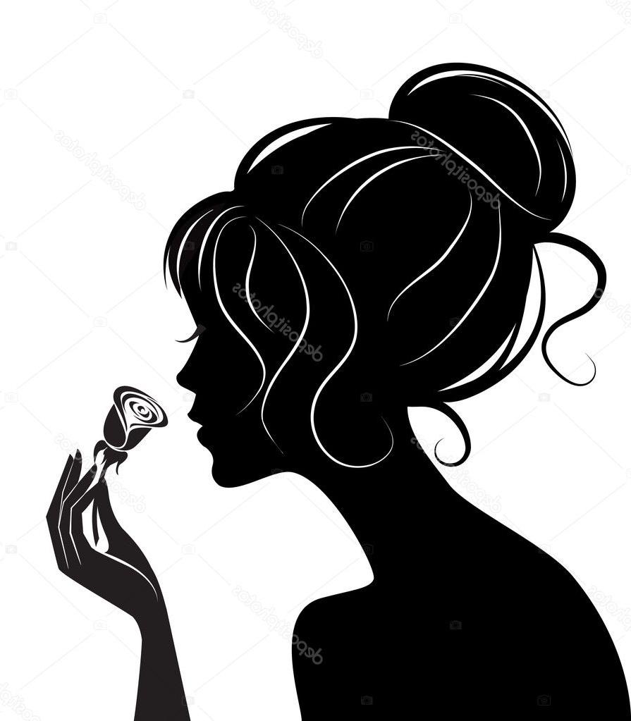 895x1023 Top Stock Illustration Beauty Girl Silhouette With Rose Drawing - Girl With Rose Drawing