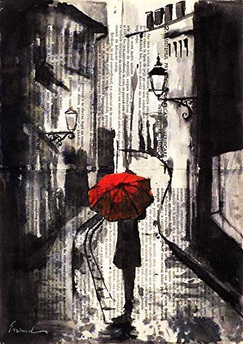 Girl With Umbrella Drawing