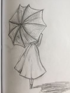 236x314 Girl With Umbrella - Girl With Umbrella Drawing