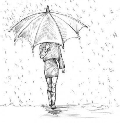 413x423 If You Want To Draw A Girl With An Umbrella, Take A Look Draw - Girl With Umbrella Drawing