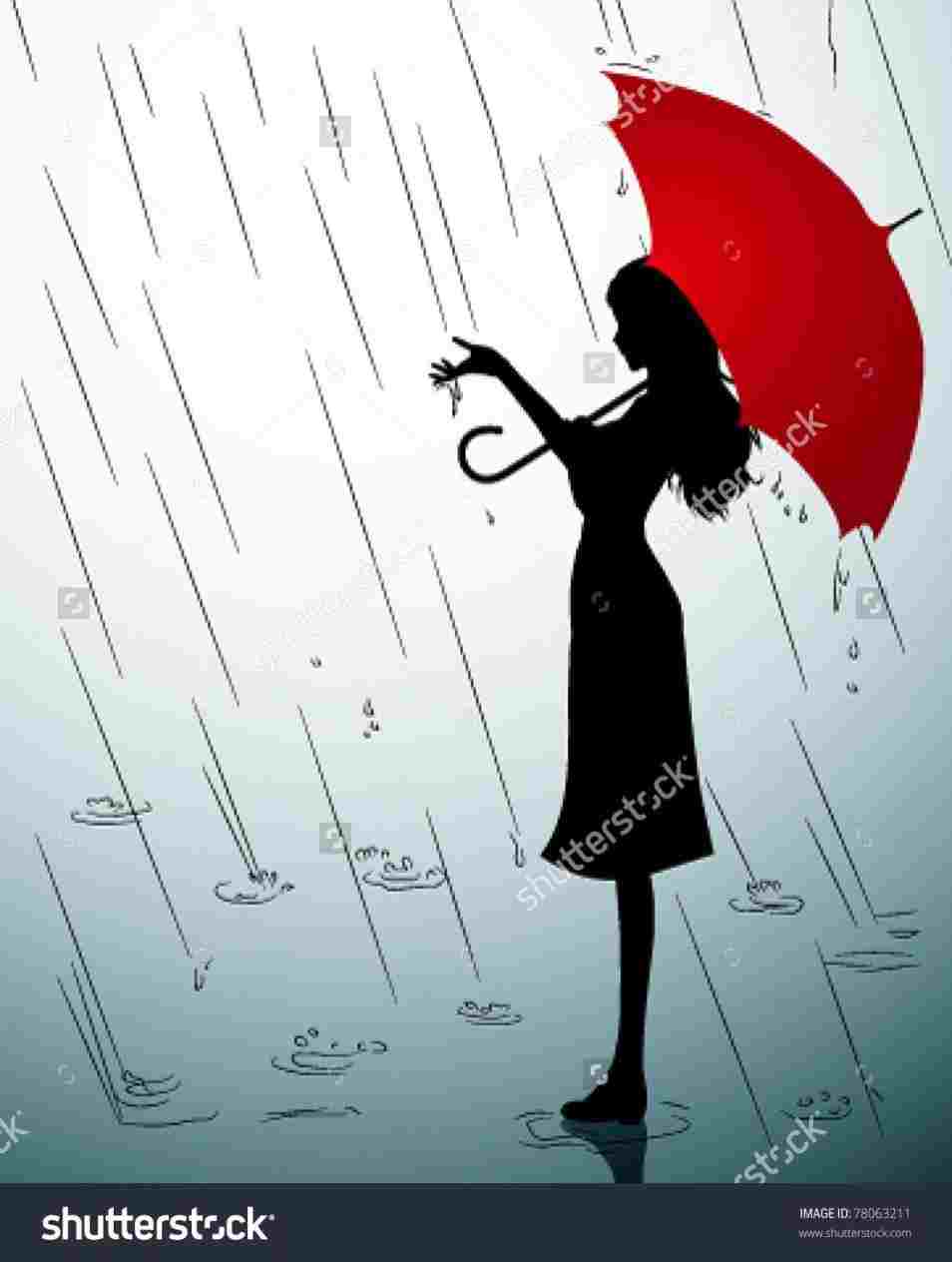 954x1264 Drawing Of Rainy Day With Umbrella - Girl With Umbrella Drawing