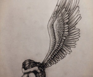 300x250 Fallen Angel Shared - Girl With Wings Drawing