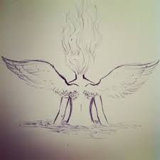 225x225 Drawing Of Girl With Wings On Back - Girl With Wings Drawing