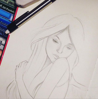 320x322 Just A Random Girl With Wings! Btw I Draw This Without Sketch - Girl With Wings Drawing