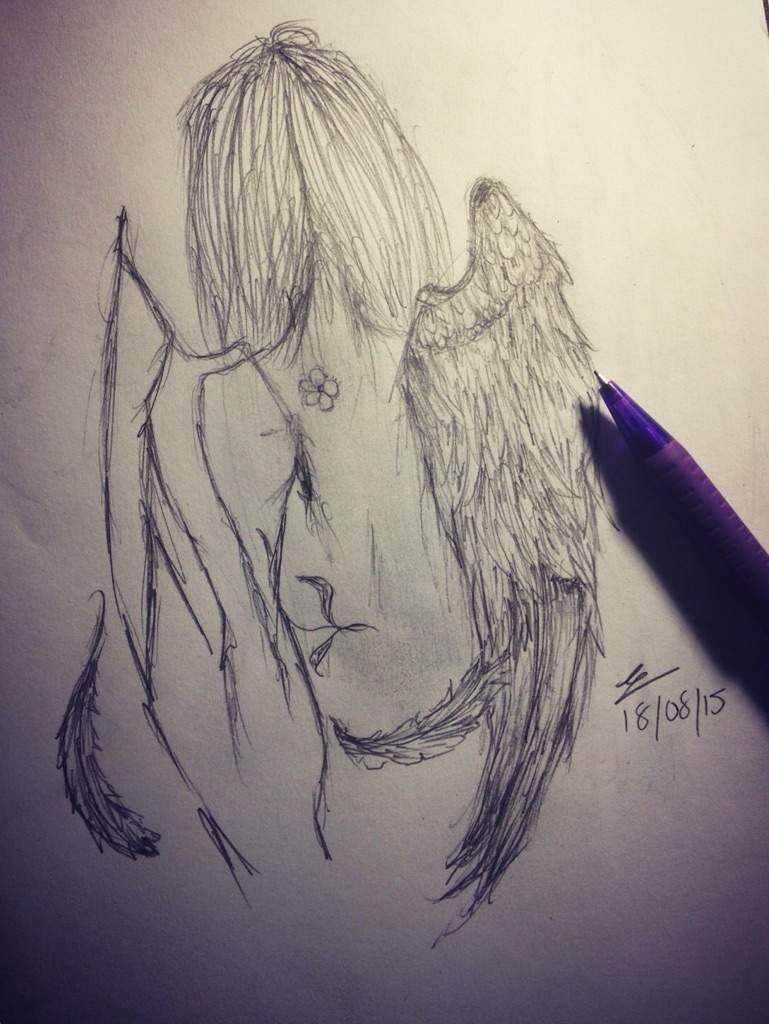 769x1024 Broken Wing Anime Amino - Girl With Wings Drawing