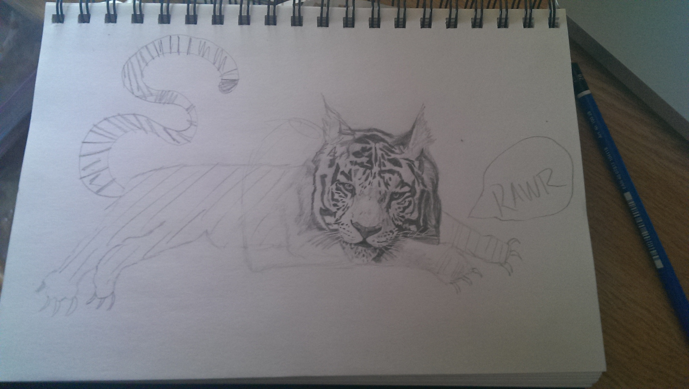 2688x1520 so i tried to finish up my girlfriend's drawing of a tiger - Girlfriend Drawing