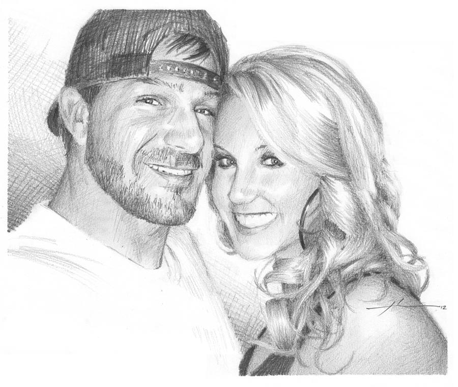900x760 boyfriend and girlfriend pencil portrait drawing - Girlfriend Drawing