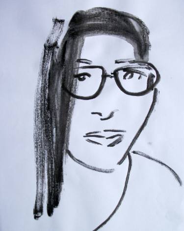 375x469 Abstract Drawing Portrait Of A Chinese Girl With Glasses - Girls Drawings