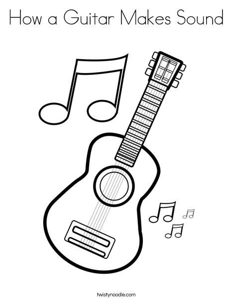 468x605 How A Guitar Makes Sound Coloring Page - Gitara Drawing