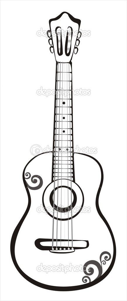 434x1022 Gitara Klasyczna Szkic - Gitara Drawing