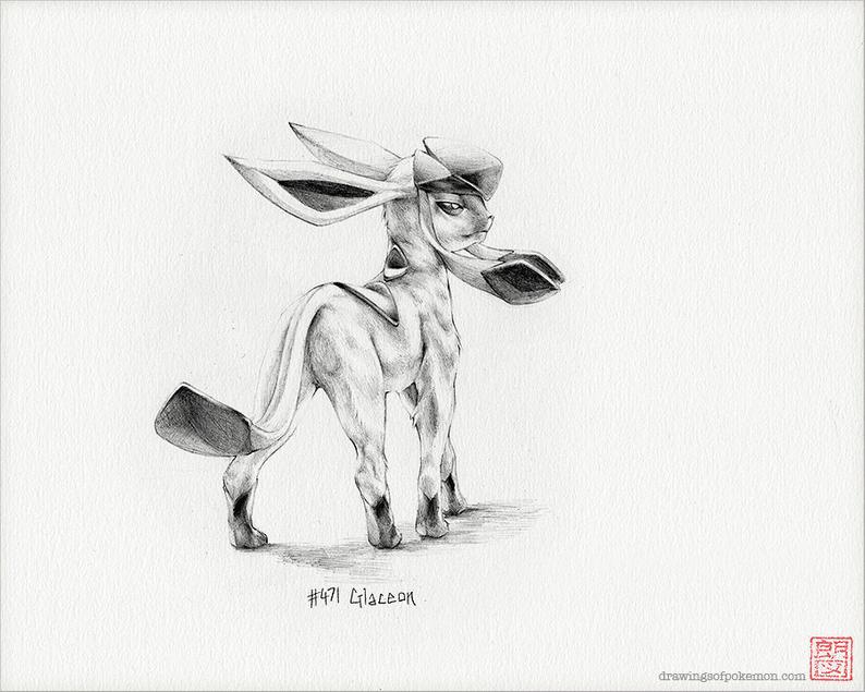 794x635 Glaceon X Print Pokemon Drawing Ice Art Etsy - Glaceon Drawing