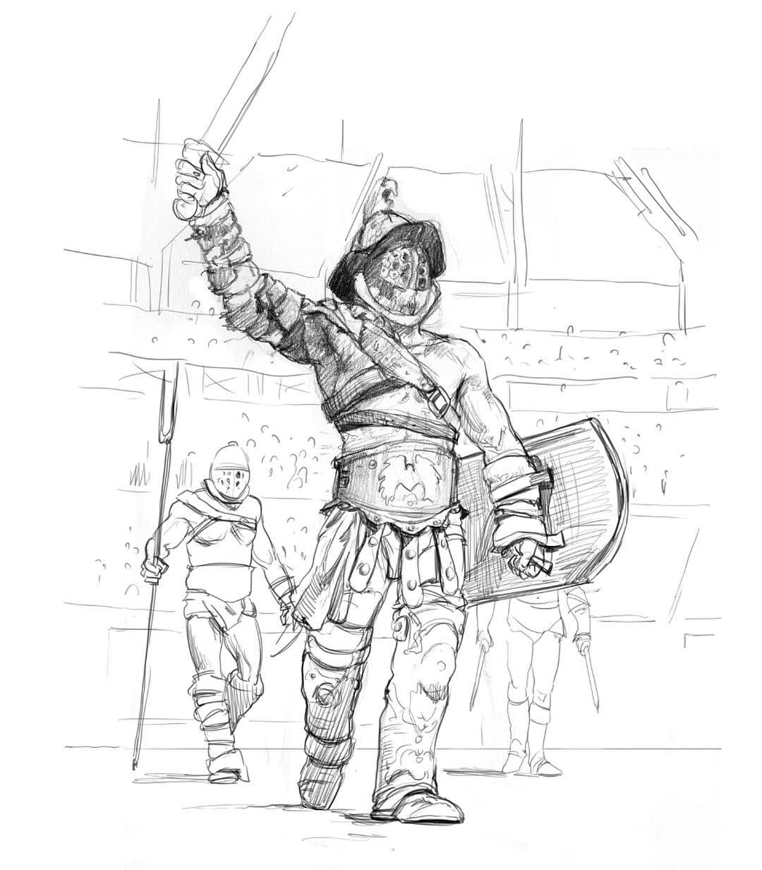 1080x1232 an improved version of last night's drawing - Gladiator Drawing