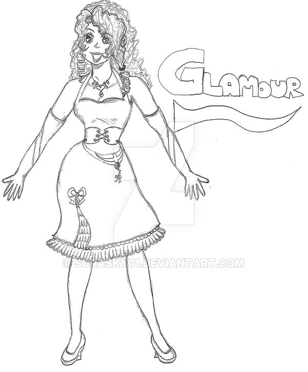 600x724 Party Dress Glamour Drawing - Glamour Drawing
