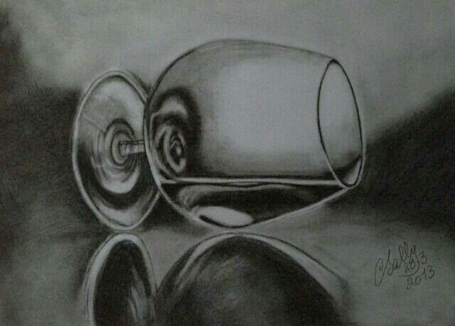640x458 My Charcoal Drawing Of A Glass Cup Follow Me - Glass Cup Drawing