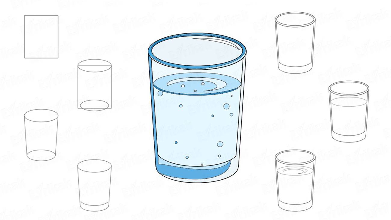 1300x731 How To Draw A Glass Of Water Step - Glass Of Water Drawing