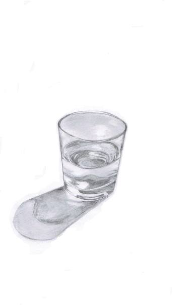 375x603 The Water In The Glass Drawing - Glass Of Water Drawing