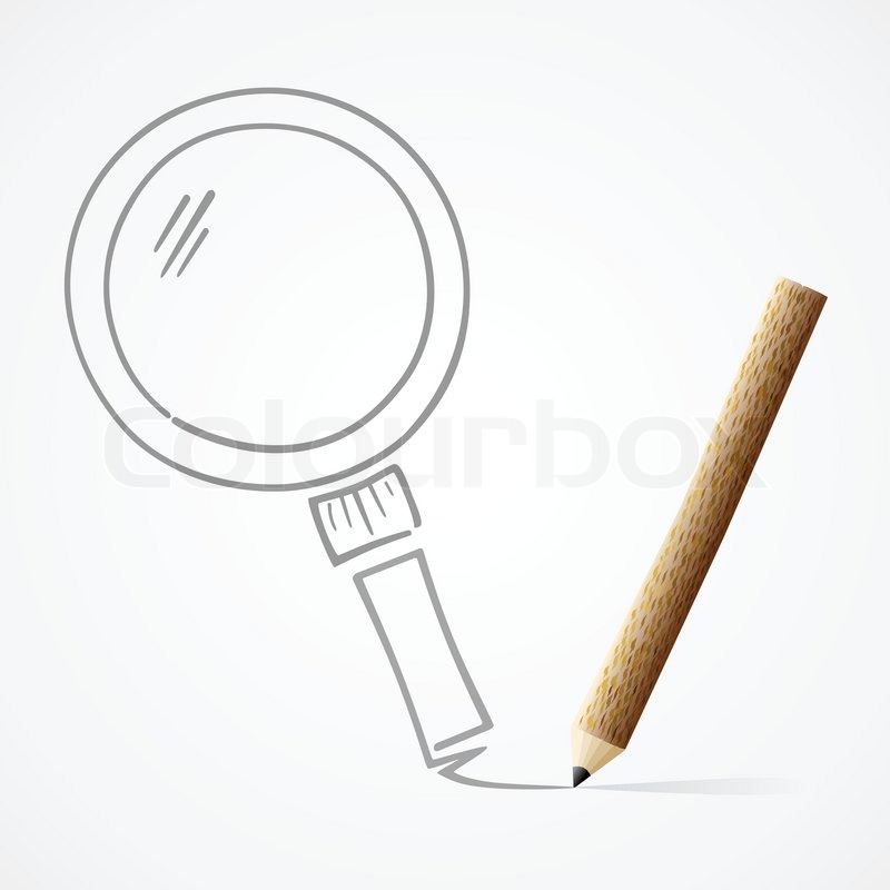 800x800 pencil drawing magnifying glass, stock vector colourbox - Glass Pencil Drawing