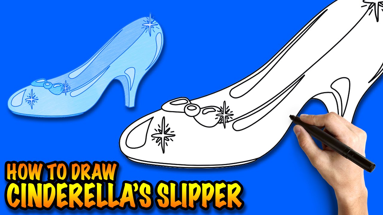 1280x720 How To Draw Cinderella's Glass Slipper - Glass Slipper Drawing