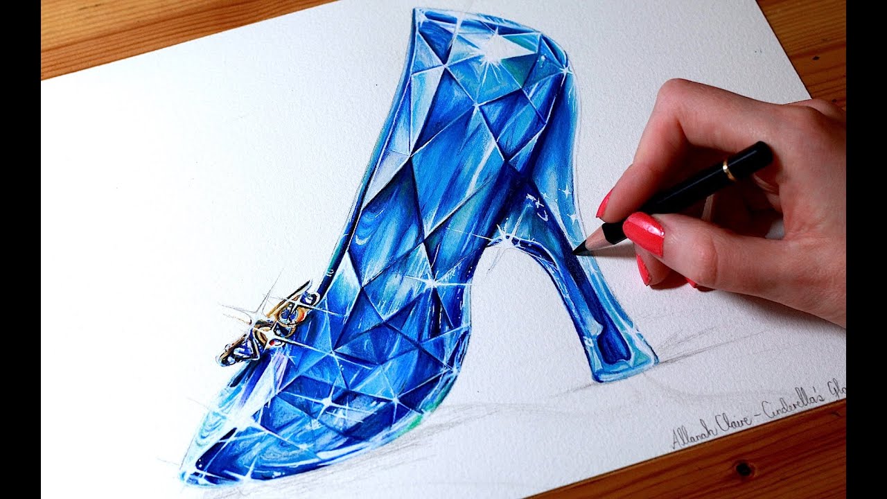 1280x720 Cinderella Drawing The Glass Slipper - Glass Slipper Drawing