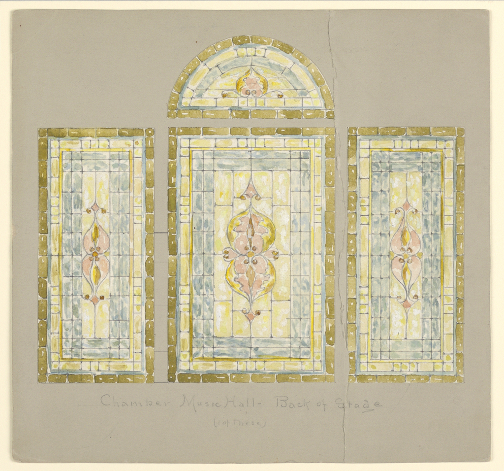 1024x956 Drawing, Design For Stained Glass Windows Chamber Music Hall - Glass Window Drawing