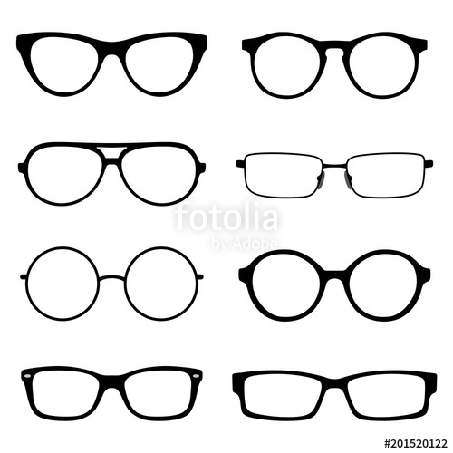 500x500 Set Of Spectacles, Eyeglass Frames, Different Shapes Round - Glasses Drawing