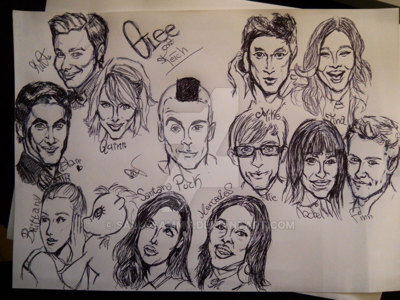 800x600 Glee Cast Sketch - Glee Drawings