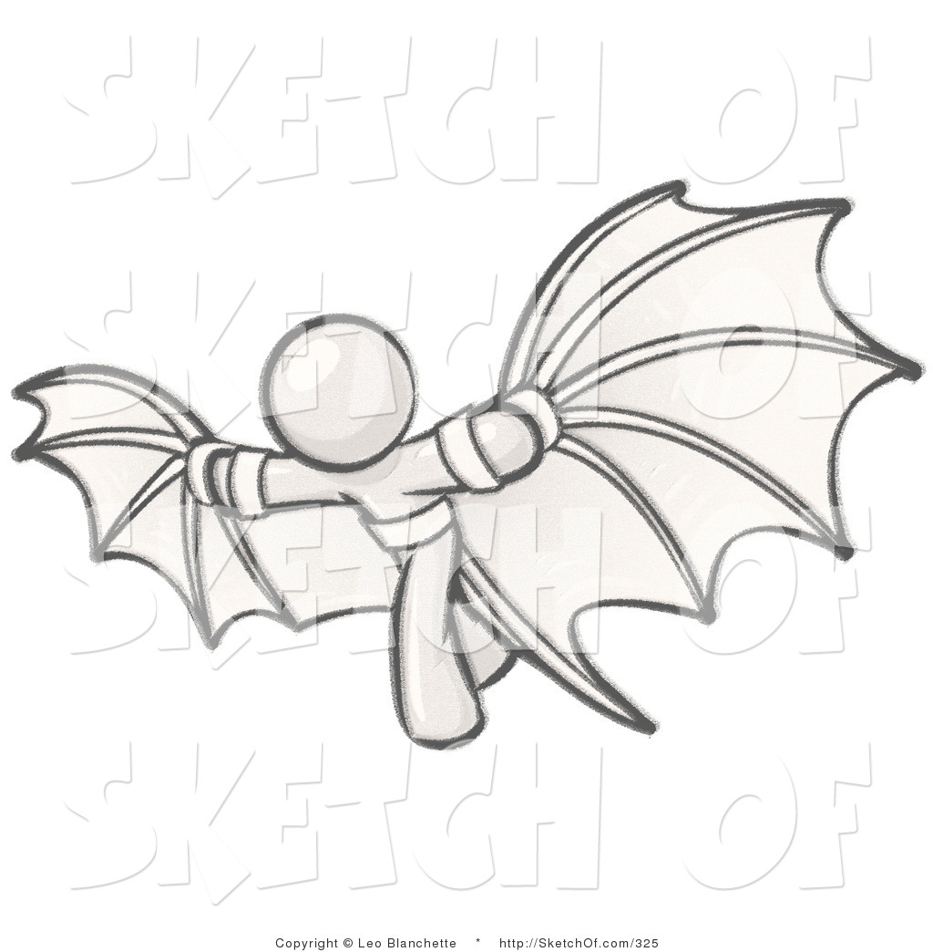 1024x1044 drawing of a sketched white design mascot man strapped in glider - Glider Drawing