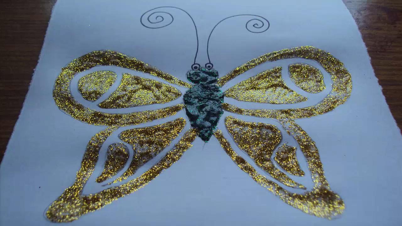 1280x720 how to draw a butterfly with glitter - Glitter Drawing