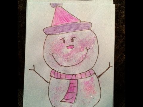 480x360 drawing,how to draw a glitter snowman christmas card, cartoon - Glitter Drawing