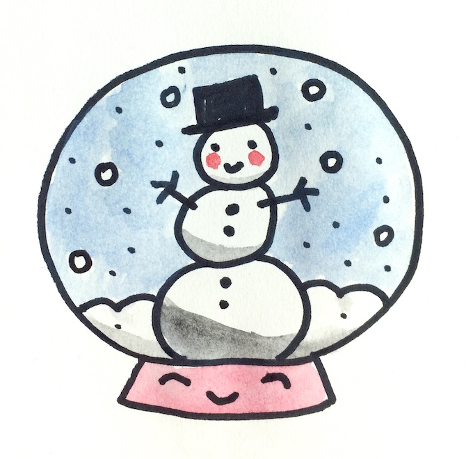 680x660 how to draw a cute snow globe tinkerlab - Globe Drawing