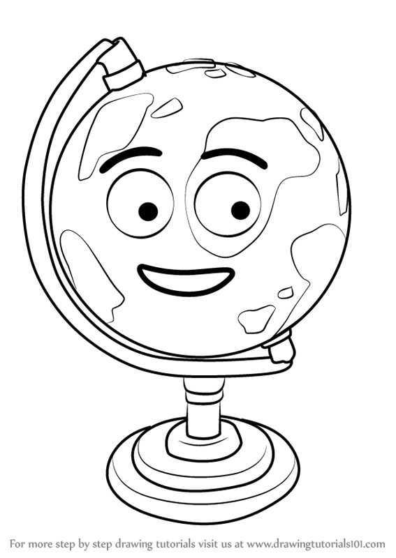 567x800 Learn How To Draw Gilbert The Globe From Don't Hug Me I'm Scared - Globe Drawing