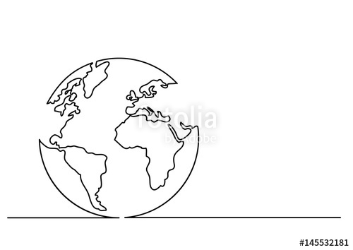 500x354 Continuous Line Drawing Of Globe Stock Image And Royalty Free - Globe Drawing Images