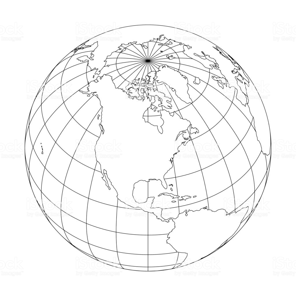 1024x1024 Collection Of 'globe Outline Drawing' Download More Than - Globe Drawing Images