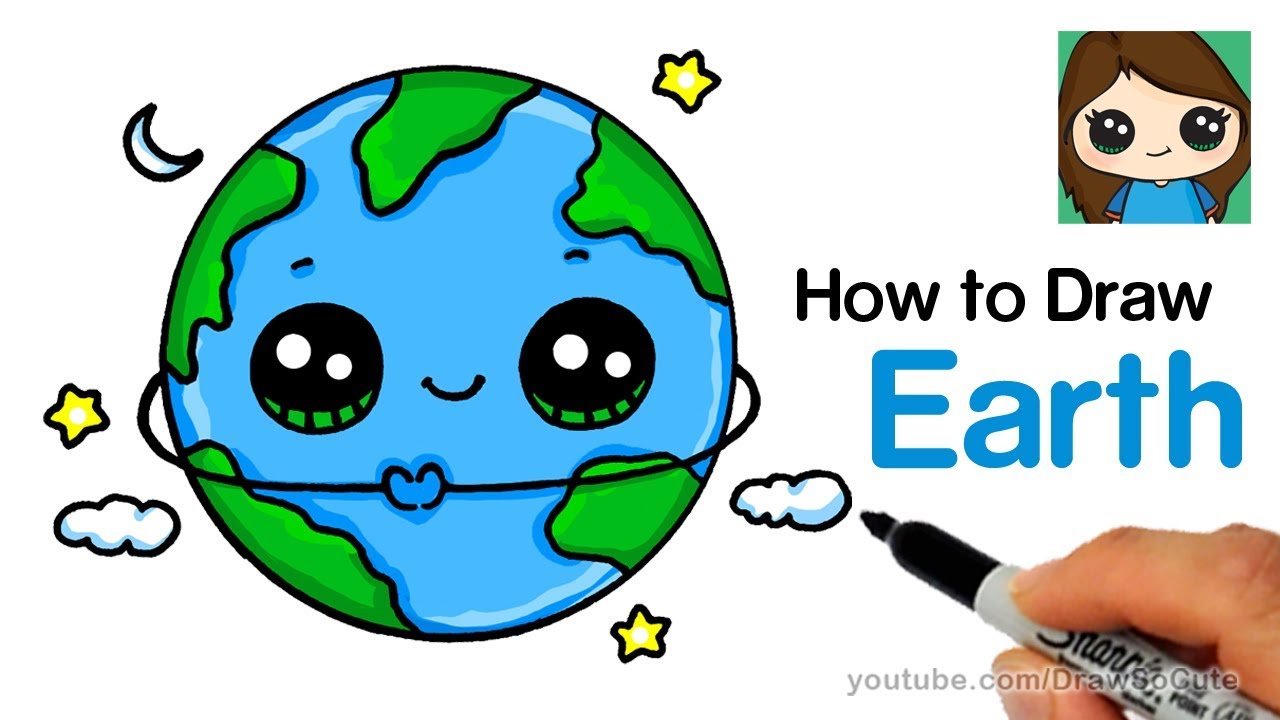 1280x720 How To Draw Earth Easy And Cute - Globe Drawing Simple
