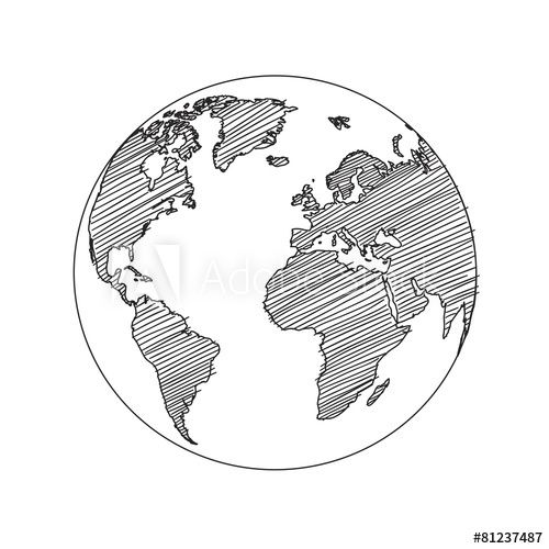 500x500 world map simple vector world map globe sketch vector sketch lean - Globe Drawing Simple