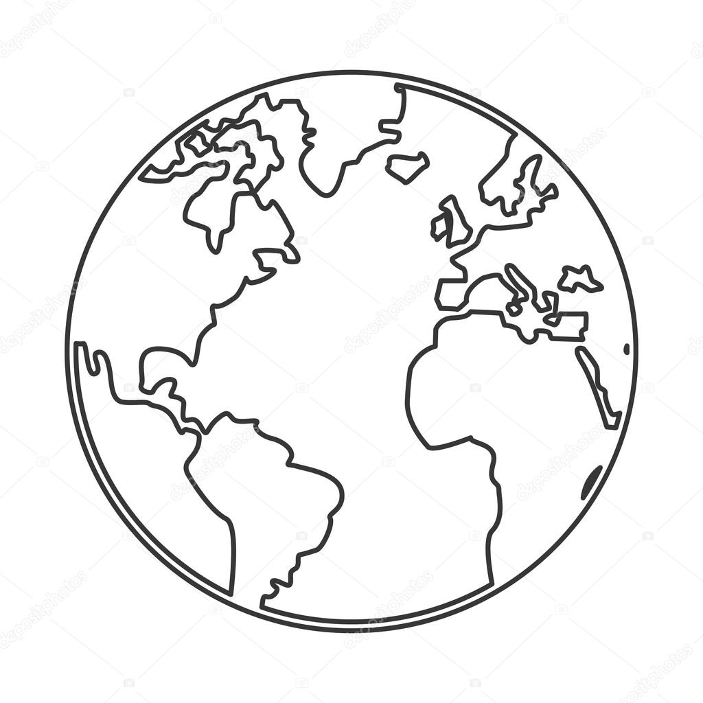 1024x1024 Globe Drawing Illustration For Free Download - Globe Drawing Simple