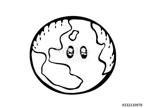500x375 Earth Drawing World Map Or Globe In Doodles Style Cartoon - Globe Drawing Vector