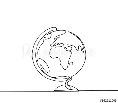 500x438 School Globe Of Earth Continuous Line Drawing Vector - Globe Drawing Vector