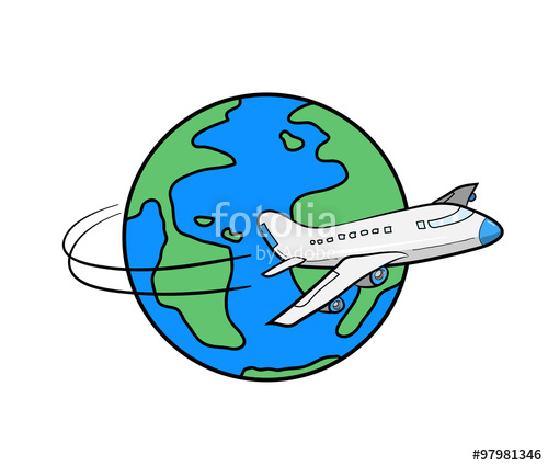 500x425 Travel Around The World, A Hand Drawn Vector Illustration - Globe Drawing Vector