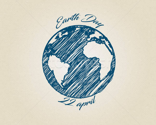 600x480 Blue Ink Sketch Vector World Globe Planet With Text Around Earth - Globe Drawing Vector