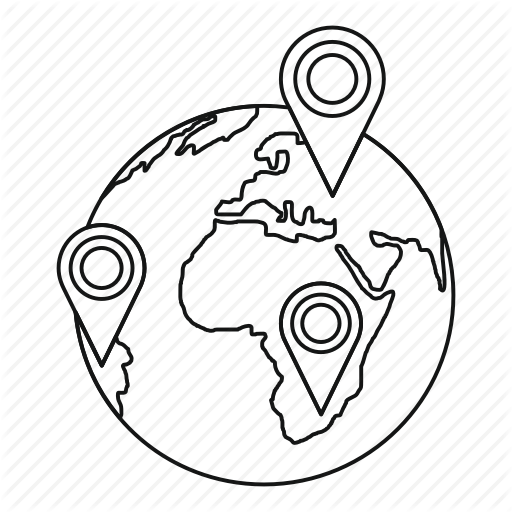 512x512 communication, globe, line, location, outline, pin, shipping icon - Globe Line Drawing