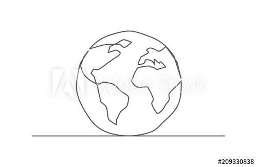 500x325 Globe One Line Drawing - Globe Line Drawing