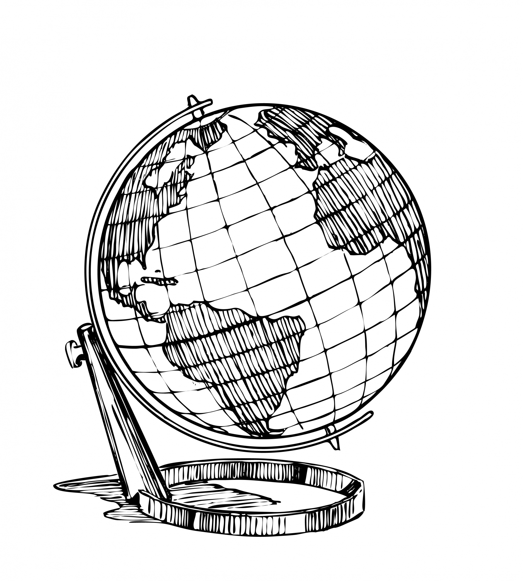 1727x1920 Drawing Globe Transparent Png Clipart Free Download - Globe Outline Drawing