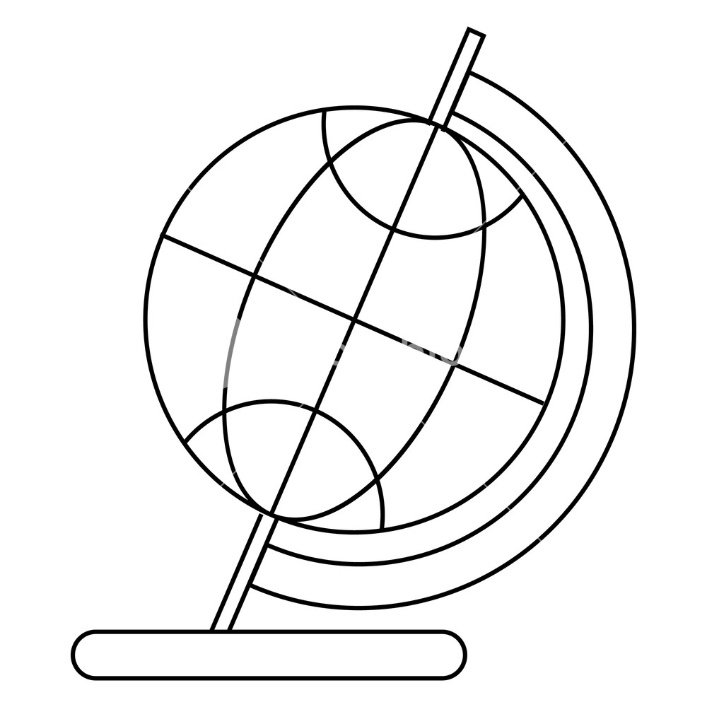 1000x1000 Globe Icon In Outline Style On A White Background Royalty Free - Globe Outline Drawing
