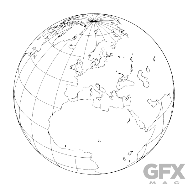 600x600 Vector Outline Europe Globe Map Clip Art Free Download - Globe Outline Drawing