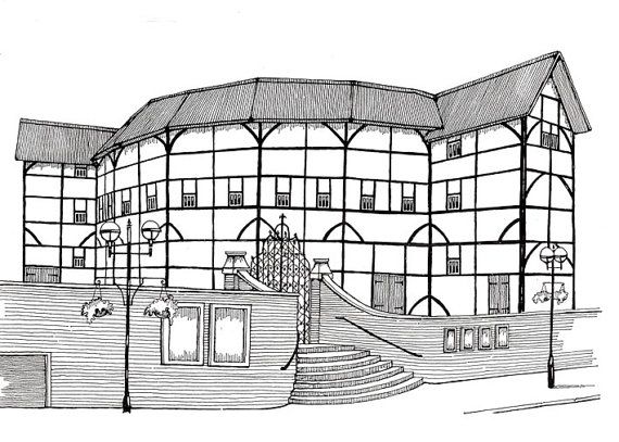 570x407 I Chose This Detailed Sketch Because This Class Will Require - Globe Theatre Drawing