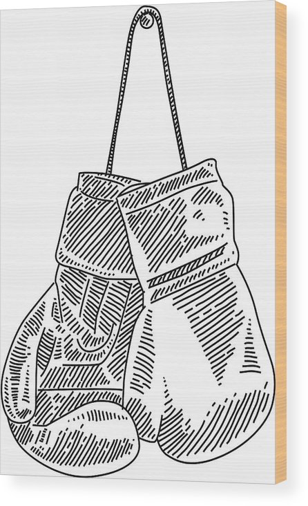 446x732 boxing gloves drawing wood print - Gloves Drawing